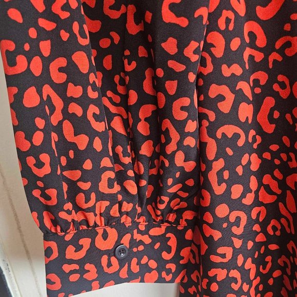 Shein Curve, Red and Black animal print dress with tie for waist, 3X - Picture 4 of 9